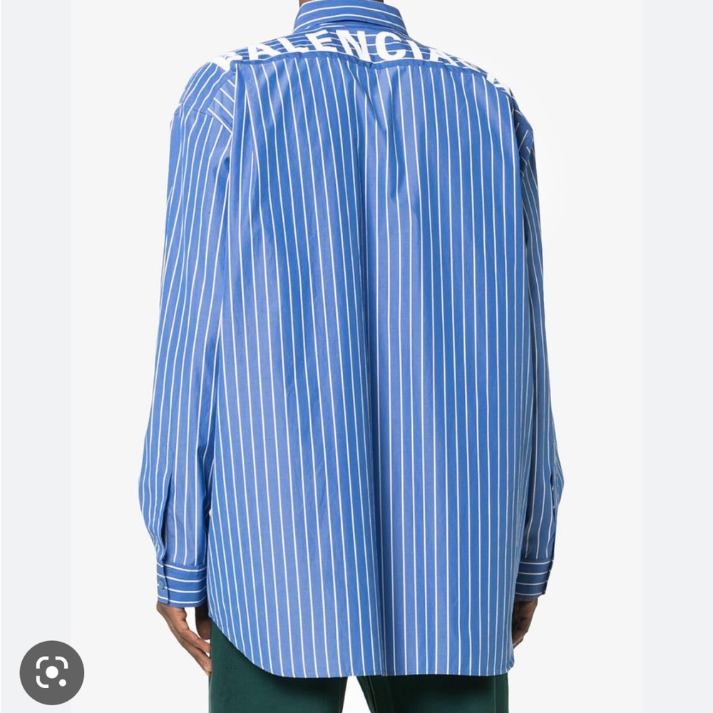 oversized blue pin strip Balenciaga button down